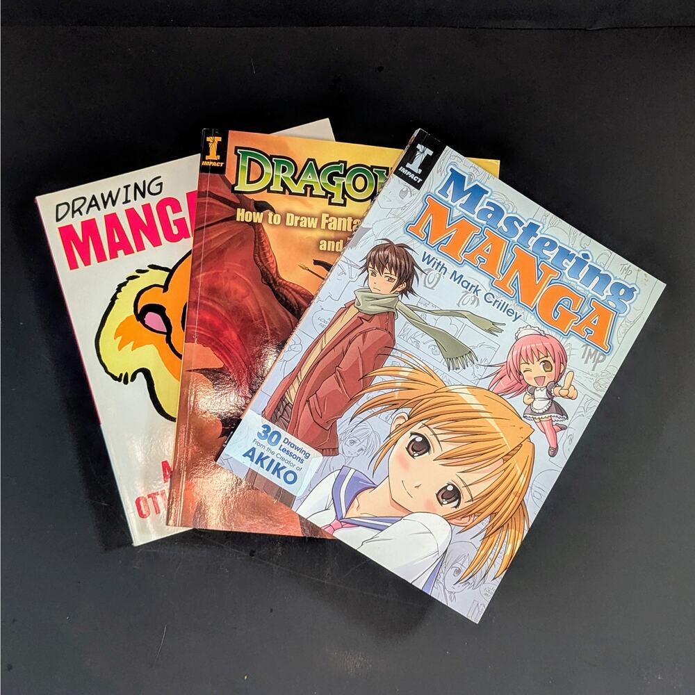 Lot of 3 Drawing Instruction Books – Manga & Fantasy Art